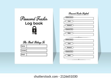 Password tracker journal interior. Website security information log book. Notebook interior. Website information and password tracker journal. Password tracker logbook interior.