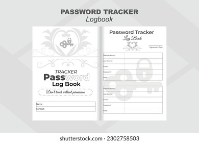 Password tracker kdp interior design template black and white paper background