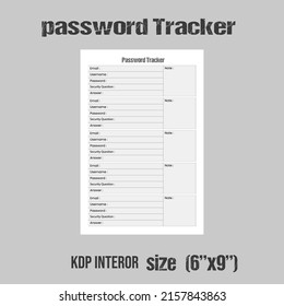 Password tracker KDP interior template 