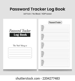 Password Tracker Log Book kdp tracker interior website information notebook.Logbook interior template.Password tracker.