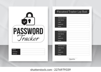 Password tracker log book KDP interior. Password tracker notebook template. Website information tracker journal. KDP interior logbook.