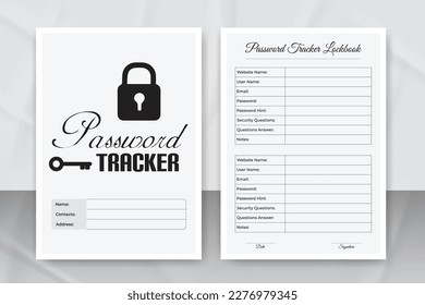 Password Tracker Logbook. Password Book Journal. Password Tracker Template. A4 Size Easily Editable Password Tracker Log Book KDP Interior