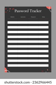 Password Tracker Logbook. Password Book Journal. Password Tracker Template. A4 Size Easily Editable. Password Tracker Log Book KDP Interior.