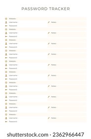 Password Tracker Logbook. Password Book Journal. Password Tracker Template. A4 Size Easily Editable. Password Tracker Log Book KDP Interior.