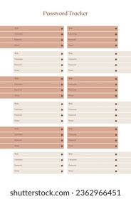 Password Tracker Logbook. Password Book Journal. Password Tracker Template. A4 Size Easily Editable. Password Tracker Log Book KDP Interior.