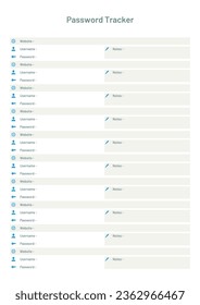 Password Tracker Logbook. Password Book Journal. Password Tracker Template. A4 Size Easily Editable. Password Tracker Log Book KDP Interior.