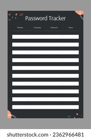 Password Tracker Logbook. Password Book Journal. Password Tracker Template. A4 Size Easily Editable. Password Tracker Log Book KDP Interior.