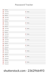 Password Tracker Logbook. Password Book Journal. Password Tracker Template. A4 Size Easily Editable. Password Tracker Log Book KDP Interior.