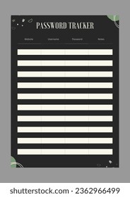 Password Tracker Logbook. Password Book Journal. Password Tracker Template. A4 Size Easily Editable. Password Tracker Log Book KDP Interior.