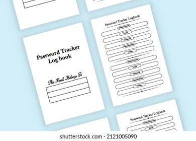 Password tracker logbook interior. Password tracker notebook template. Website information tracker journal. Password notebook interior. Log book interior.