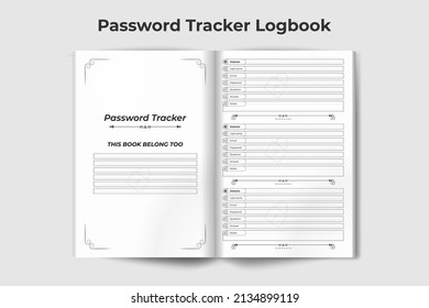 Password tracker logbook interior - vector