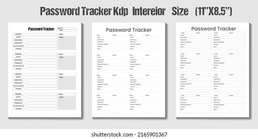 Password Tracker logbook kdp interior template