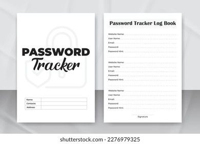 Password Tracker Logbook for KDP interior. Password Tracker Logbook template design for KDP Interior