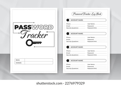 Password Tracker Logbook for KDP interior. Password Tracker Logbook template design for KDP Interior template