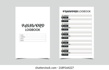 Password Tracker logbook Template and kdp interior template. Printable Password Book template