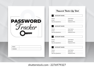 Password Tracker Logbook Template to Organize your password notebook With KDP Interior design