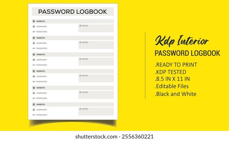 Password tracker note book KDP interior