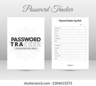 Password tracker notebook interior. Website information log book interior. KDP interior.