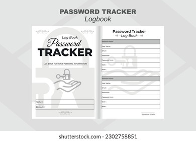 Password tracker personal information data layout design template
