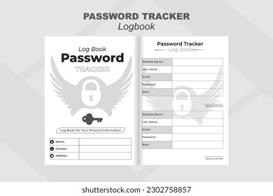 Password tracker personal information data layout design template