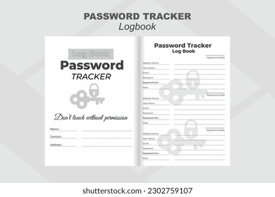 Password tracker personal information data layout design template