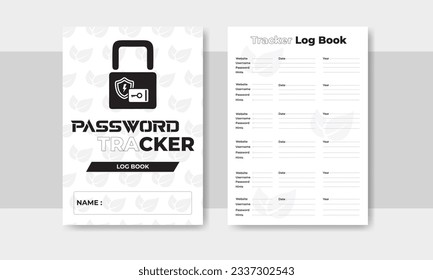 Password Tracker Website Security  Notebook Interior Printable Logbook Template Design