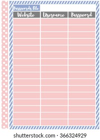 Password tracker,minimalistic and flat
