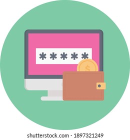 password vector flat colour icon