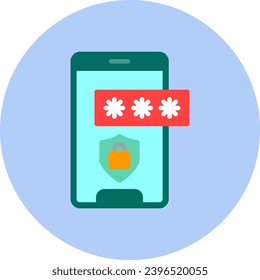 Password Vector Icon Flat Circle Style