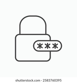 Password vector icon isolated in black line