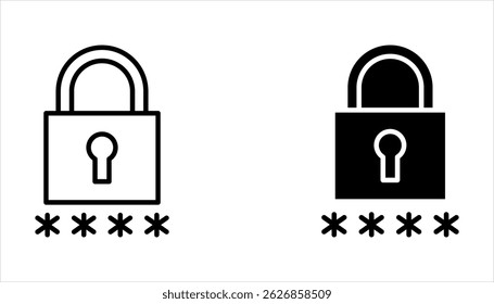 Passwort, Vektorsymbol, Illustration einzeln auf weißem Hintergrund.