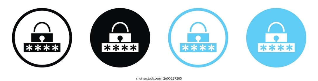 Password vector icons in black and blue colors