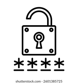 Password Vector Line Icon Design