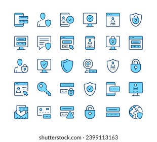 Password. Vector line icons set. Computer protection, safety, cybersecurity, privacy, online security concepts. Black outline stroke symbols