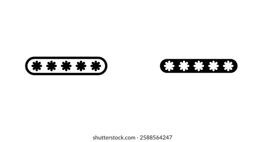 Password vectors icons set in filled and strokes on white background