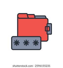 password and wallet icon. vector.Editable stroke.linear style sign for use web design,logo.Symbol illustration.