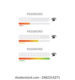 Password Weak, Medium And Strong Icon Set Vector Design.