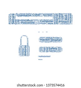 password word cloud. tag cloud about password