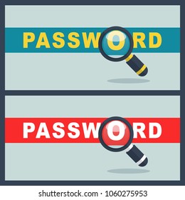 password word with magnifier concept