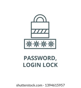 Password,login lock vector line icon, outline concept, linear sign