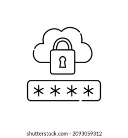 Passwords on the cloud color line icon. Isolated vector element. Outline pictogram for web page, mobile app, promo