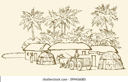 Indian Village Picture In Line Drawing HD Png Download   2400x18862510430  PngFind