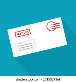 Past Due Bill Envelope Icon - Vector Illustration