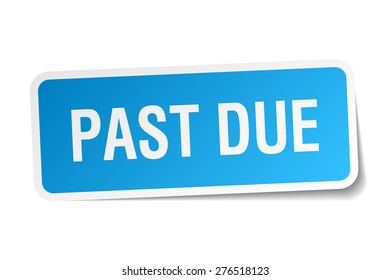 past due blue square sticker isolated on white