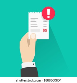 Past Due Payment, Bill Pay Overdue Invoice Notice Vector Flat Cartoon Illustration, Unpaid Paper Receipt In Person Holding Hand With Deadline Urgent Notification Receive Or Give