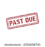 Past Due rubber stamp with grunge style on transparent grid background