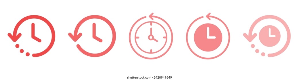 Past events vector icon isolated on white background. The clock goes back in time. eps 10