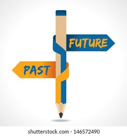 PAST &  FUTURE arrow in opposite of pencil stock vector