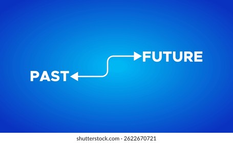 Vector de flecha pasado al futuro en la ilustración de fondo degradado azul