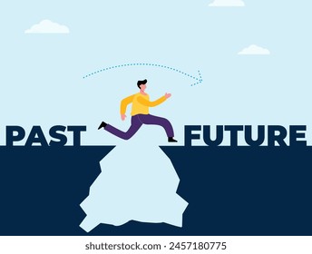 past and future concept, different options  illustration,  choice between past and future illustration, alternative concept, business  illustration